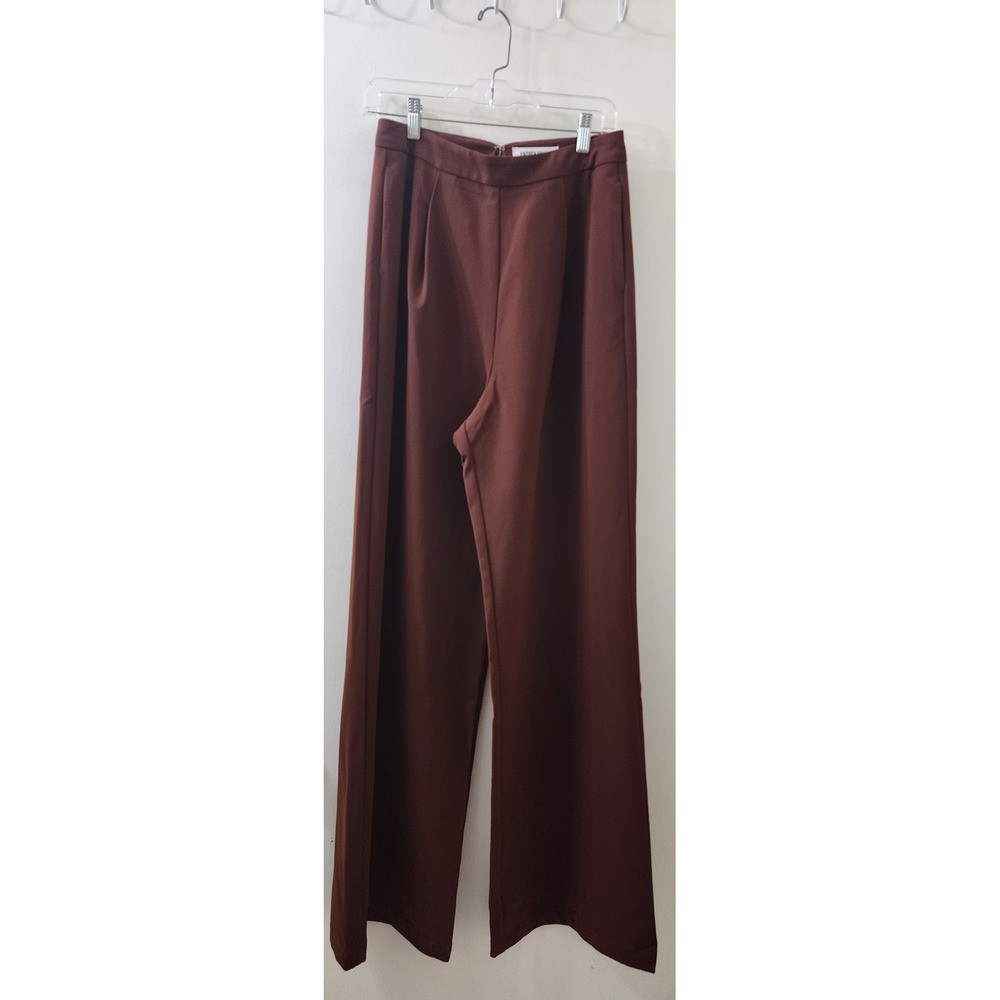 Andrea Iyamah Brown High Waisted Wide Leg Trousers Pants Size M